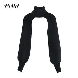 Clearance Autumn Winter Womens Turtleneck Cropped Sweaters Black Beige Long Sleeved Knitted Short Sexy Pullovers Tank Tops 2022 210812