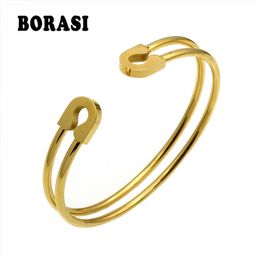 Delicate Fashion Classic Pin Bracelets & Bangles Jewelry Stainless Steel Pin Shape Bangles for Women Party Gift Q0719