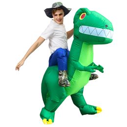 Mascot doll costume New Arrival Inflatable Dinosaur Costumes Green T-Rex Blow Up Costume Halloween Disfraz Carry me Ride on for Adult Unise