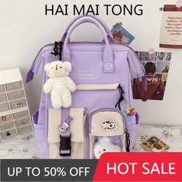 Outdoor Bags 2021 Preppy Purple Backpack Women Waterproof Candy Colours Backpacks Fancy High School For Teenage Girl Cute Travel Rucksack