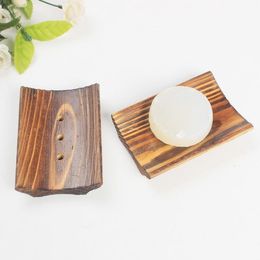 Black Colour Wooden Soap Tray Bathroom Soap Holder Drain Water With 3 Holes Soap Dish Bath Accessories New Arrival SN3728