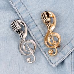 S2314 Fashion Jewellery Music Microphone Shape Brooch Alloy Voice Tube Brooches