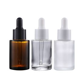 30ml frosted clear brown glass dropper bottle eye essential oil serum glass emptybottle with white dropper