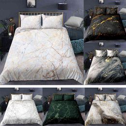 Marble Bedding Set Duvet Cover King Queen Size Bedclothes Comforter 210615