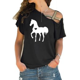 Amante de los caballos Girl-Equitación Pony Racer Damas Mujeres Camiseta Top Camiseta De Regalo