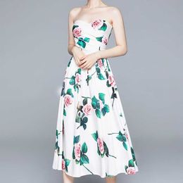 Vestidos De Festa Boho Style Long Dress Women Strapless Off Shoulder Beach Summer es Floral Print Vintage Midi 210529