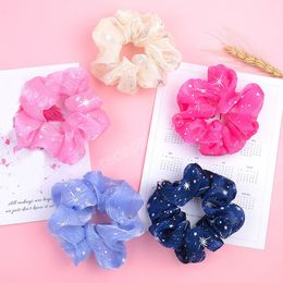 Sweet Shiny Star Chiffon Hair Scrunchies Elastic Rubber Hair Bands Ponytail Holder Women Girl Candy Colour Soft Hair Accessories