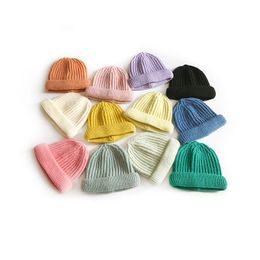 M347 New Autumn Winter Men's Womens Knitted Hat Skull Beanies Caps Candy Color Lady Warm Hats 12 Colors
