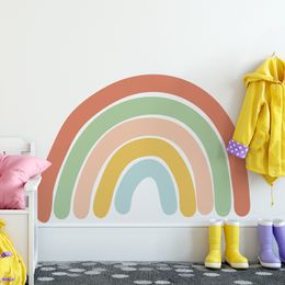 Creative Rainbow Wall Sticker For kids Rooms Living Room Bedroom Decorations PVC Self-Adhesive Wallpaper Color Mural Child D30 210308