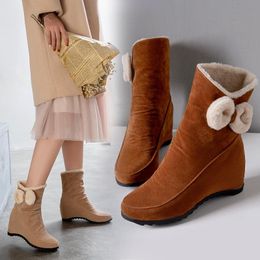 Boots CEVABULE 2021 Elegant Bow Scrub Velvet Inner Slope With Casual Short Barrel Snow Winter Women TYX