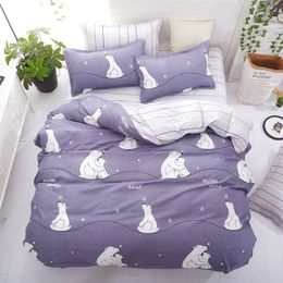 Grey summer linens 3or 4pcs/set duvet cover Pastoral bed set kids / Adult bedding bedclothes queen kin Y200417