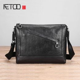 HBP AETOO Men's Bag Leather Single Shoulder Bag Male Trend Fashion Casual Oblique Cross Baotou Layer Cowhide Bag