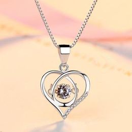 Crystal Womens Necklaces Pendant Drop Heart Jewelry clavicle chain set gold silver plated