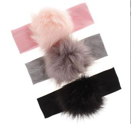 Cute Newborn Infant Baby Girl Headbands Toddler Kids Party Hairband Photo Props Fur Pom Solid Headwear Headwrap Baby Accessories