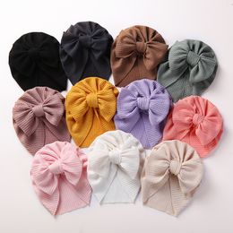 22pc/lot High Quality Waffle Knot Bow Headband Infant Soft Elastic Head Wraps Kids Girls Bonnet Beanies Cap Newborn Headwear