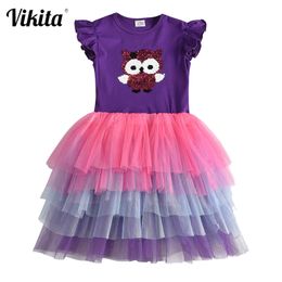 VIKITA Girls Sequins Unicorn Dress Girl Kids Party Wear Dresses For Girls Princess Dress Children Summer Clothes Kids Vestidos 210303