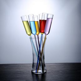 wine colour Canada - Wine Glasses Long Foot Creative Beach Glass Colour Goblet Cup Bar Wedding KTV Party Champagne Cocktail