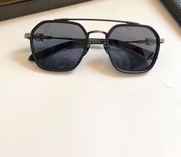 Matte Black Grey Shaded Pilot Sunglasses double bridge Sonnenbrille des lunettes de soleil Men Fashion Sunglasses top quality with box