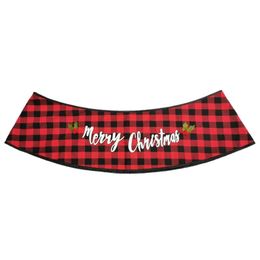 Christmas Decorations 30 Inch Merry Tree Skirt Red And Black Plaid Base Collar Around Xmas Year Party Home Decoration