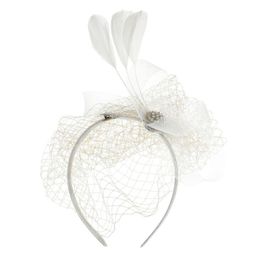 Headpieces T84B Women Fascinator Party Veil Feather Hairclip Hat Diamond Mesh Net Wedding Bridal Hairband Female Hair Decorative