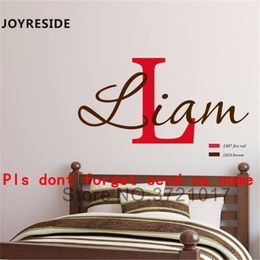 JOYRESIDE Custom Personalised Name And Initial Letter Wall Decal Vinyl Sticker For Kid Boy Girl Room Decoration DIY Mural XY018 210308