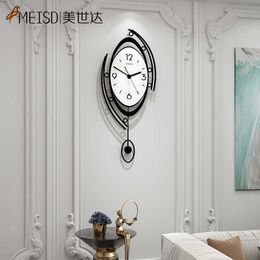 MEISD Modern Eyes Design Wall Clock Black Pendulum Watch Quartz Wall Decor Kitchen Horloge Number Metal Needles 210930