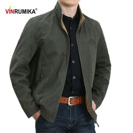 Spring Autumn Middle Aged Men's High Quality Double-sided 100% Cotton Khaki Jacket Coat Father Casual Style Man Army green Coats 210723