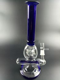 Blue Glass Water Bong Hookah Oil Dab Rig Smoking Pipe Recycler Accessories with Ash Catcher