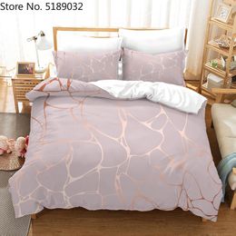 3D Print Geometric Bedding set Marble Comforter Cover Pillowcase Single Double Full Queen Girls Bed Cover Bedspread 2/3 Piece 210309