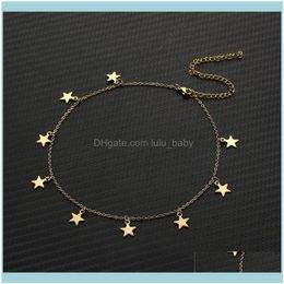 Chains & Jewelrychains Non-Fading Stainless Steel Star Gold Sier Colour Necklace Women Choker Necklaces Pendants Femme Chain Jewellery Gifts Dr