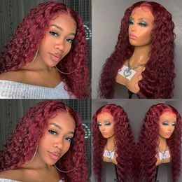 Burgundy Curly Synthetic Lacefront Wig Simulation Human Hair Lace Front Wigs Small Size 16~26 inches RXL008