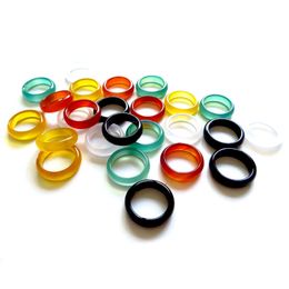 Colorful Agate Stone Band Rings For Women Men Friend Fashion Party Club Decor Fashion Energy Jewelry