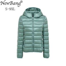 Bang 8XL 9XL Plus Size Ultra Light Down Jacket Women Autumn Winter Warm Coat White Duck Jackets Female Hooded Parka 211130