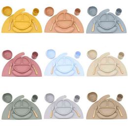 1Set Silicone Baby Dishes Solid Non-slip Suction Plate BPA-Free Food Grade Silicone Feeding Tableware Children's Food Devices G1210