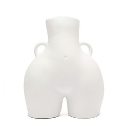 BAO GUANG TA White Arts Girl Vases Ass Flower Pot Woman Desktop Flowers Vase Home Decor Gift 210310