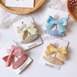 Korean Simple Cute Fabric Bow Duckbill Clip for Sweet Girl Children Fashion Fresh Lattice Flower BB Clip Hair Accessories