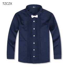 On Sale Children Boys Shirts European and American Style Solid 100% Cotton Kids Shirts For 4-13 year Kid Wear 210306