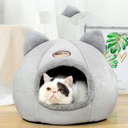 Cat Beds & Furniture Pet Dog Tent House Kennel Winter Warm Nest Soft Foldable Sleeping Mat Pad Cotton Small Bed Puppy Cama Gatos
