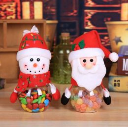Nueva venta caliente Navidad Niños Regalos Papá Noel Claus Elk Muñeco de nieve Forma Candy Jar Decoraciones Cajas Suministros SN2391High Printity