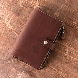 Notepads Luxury Genuine Leather A5 Notebook Diary Cowhide Mini A6 A7 Notepad Loose Leaf Spiral Binder With Rings School Office Supplies