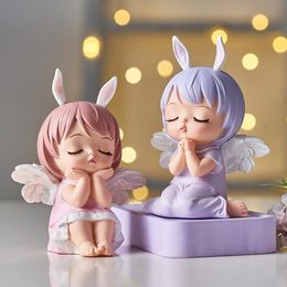 Cute Angel Baby Figurines Fairy Garden Miniatures Resin Ornaments Girl Elf Statue Home Decoration Room Decor Kids Birthday Gifts C0220