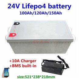 GTK Lifepo4 24V 100Ah 120Ah 150Ah lithium battery with BMS for RV camper Car Yacht solar energy storage+10A Charger
