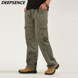 Men Casual Pants Four Seasons Thin Cargo Pants Men Pockets Zipper Elastic Waist Trousers Loose Outdoor Jogging Sports Pants Men 211201