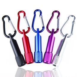 6 Color Mini LED Flashlights With Battery Aluminum Alloy Torch Flashlights With Carabiner Ring Keyrings KeyChain Gifts
