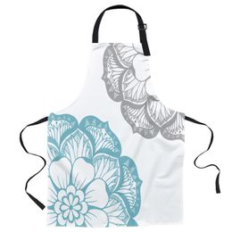 Aprons Abstract Dahlia Flower White Printed Kitchen Cooking Baking Canvas Sleeveless For Women Man Kids Home Delantal Cocina