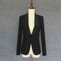 HIGH QUALITY Fashion Designer Blazer Jacket Women's Single Button Shawl Collar Outer 211019