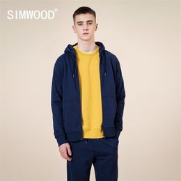 SIMWOOD Autumn Winter New Cotton-Jersey Zip-Up Hoodie Men basic hooded Sweatshirts Comfortable Jogger Jackets Outerwear 201114