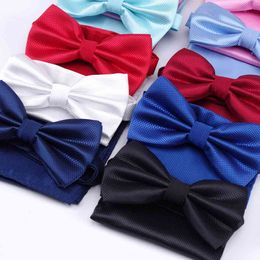 handkerchief bow tie hanky Sets Fashion Neckties Ties for mens Wedding dress Party Business t-shirt Men