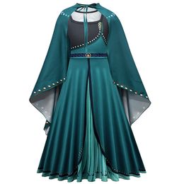 Snow Queen 2 Elegant Anna Dress For Girls Princess Cosplay Costume For Kids Halloween Party Dress Fancy Cosplay Clothes 4-10Year 210317