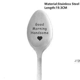 Valentines Day Gift Anniversary Gift for Boyfriend Stainless Steel Spoon Good Morning Beautiful Girlfriend Present Party Favor LLA10704